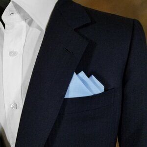 NEW Blue 100% Cotton Pre-Folded Pocket Square Handkerchief Insert